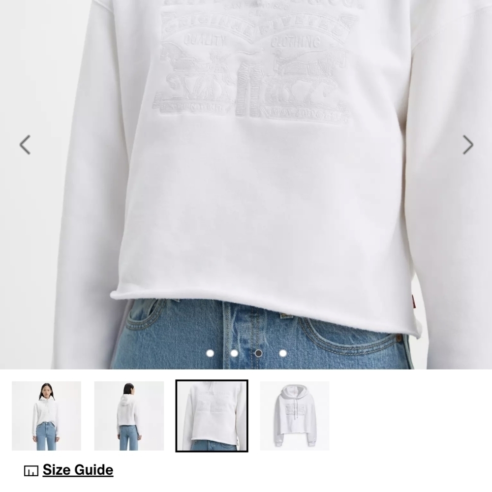 Levi's Two Horse Raw Cut Hem Hoodie White Women's M - Picture 8 of 8